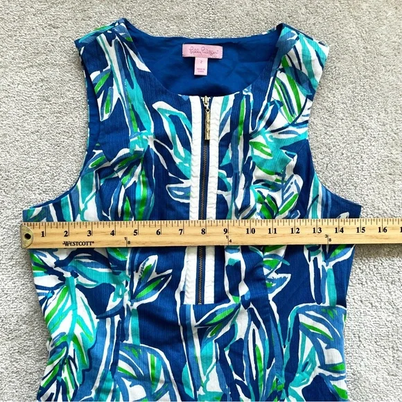 LILLY PULITZER Penelope Shift Dress Blue Crush Bamboo Size 2 Feminine Dainty - Picture 7 of 11